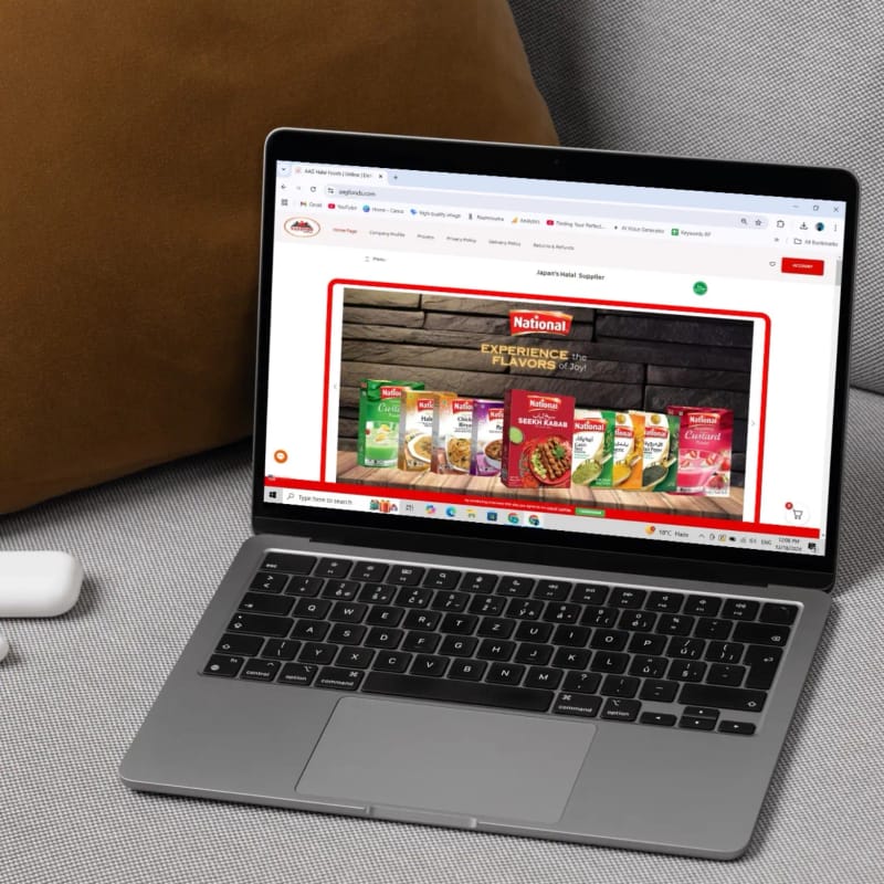 AAG Foods homepage showing halal product showcase on the new website